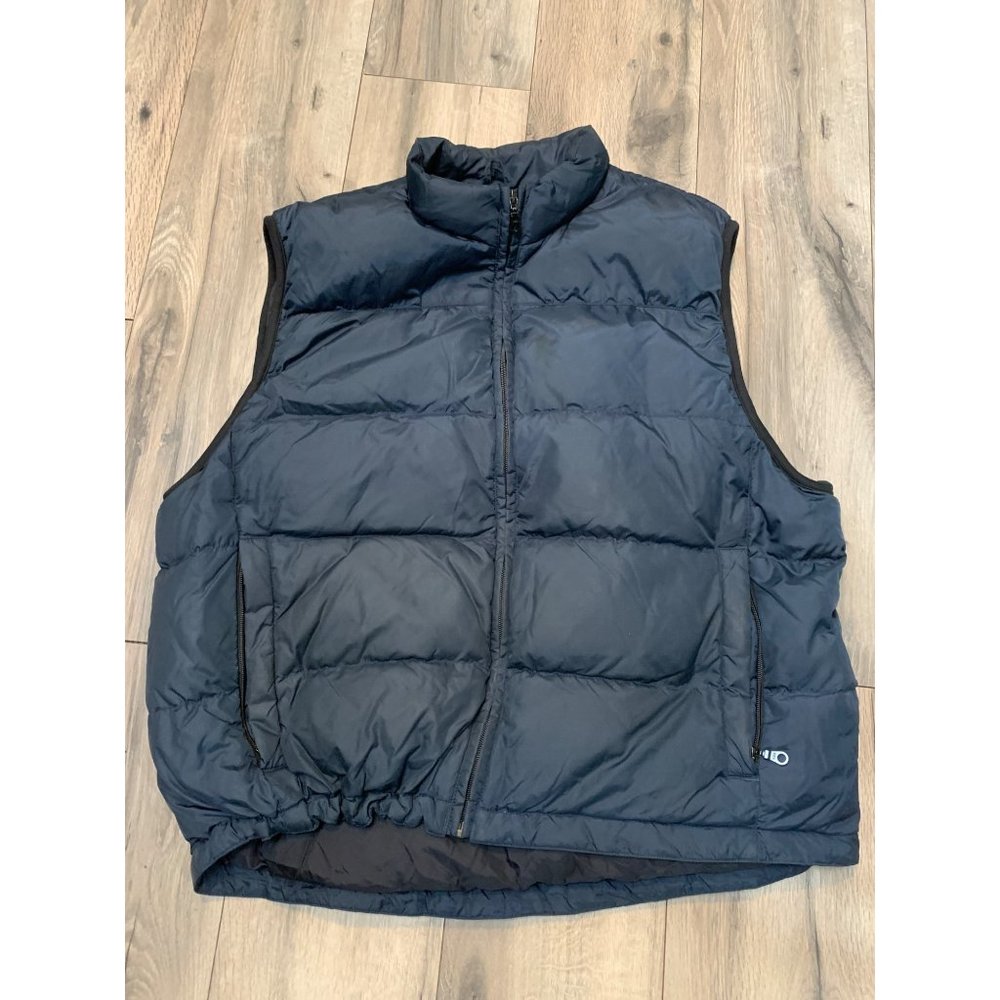 Eddie Bauer Mens XL Navy Goose Down Vest FLAWS